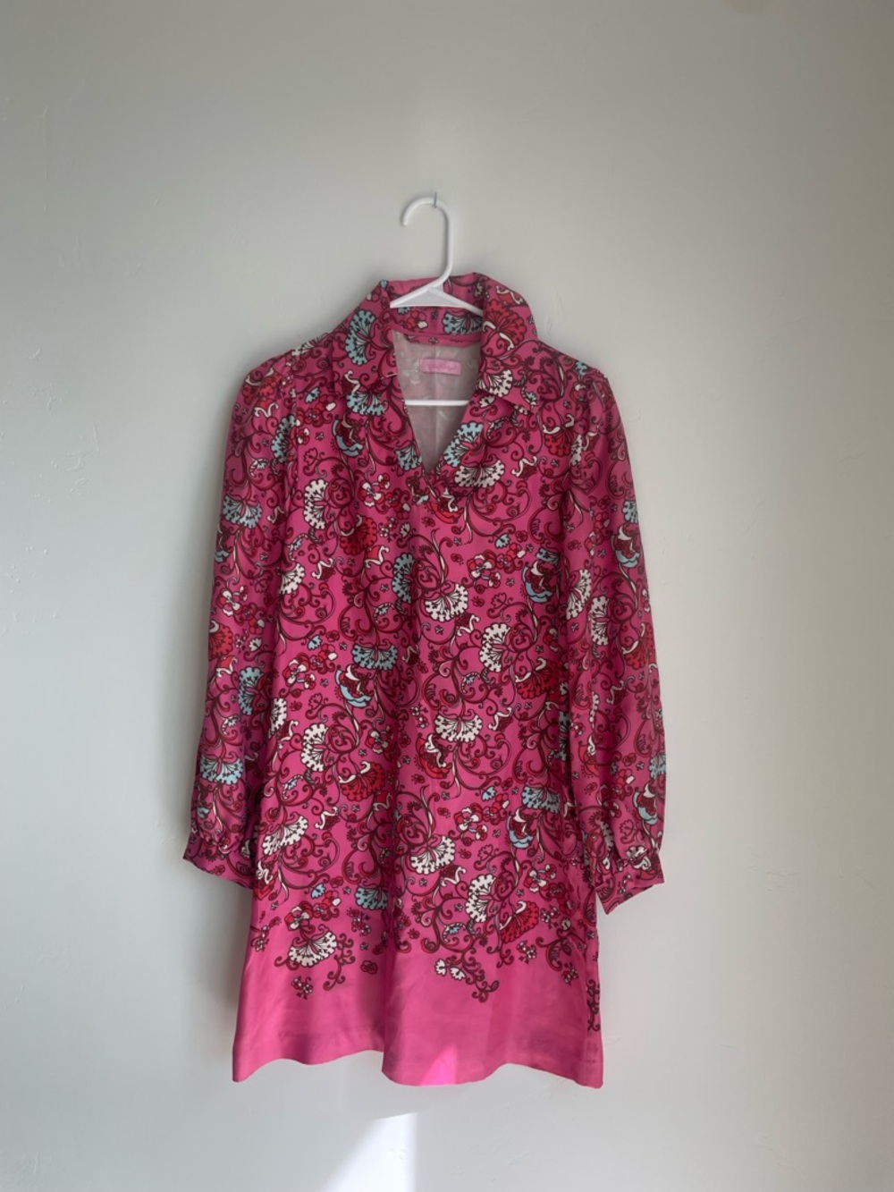 Lilly Pulitzer Pink Print Mini Dress 100% silk